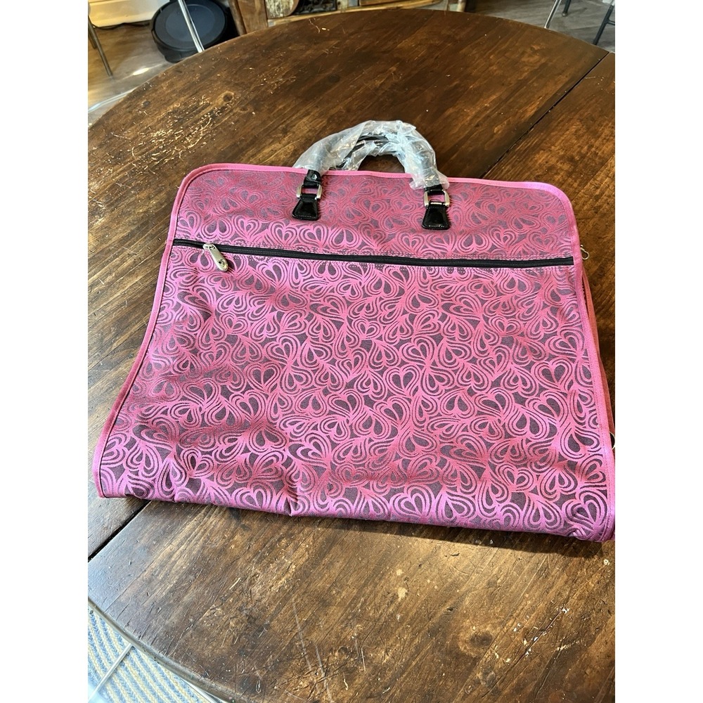 Diane Von Furstenberg DVF Pink Hearts Luggage Garment Bag Weekender Travel New - Picture 5 of 12